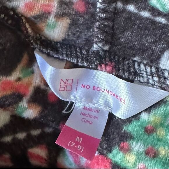 No Boundaries Black Fleece Multicolored Christmas Reindeer Print Hoodie Size Med - Picture 5 of 6